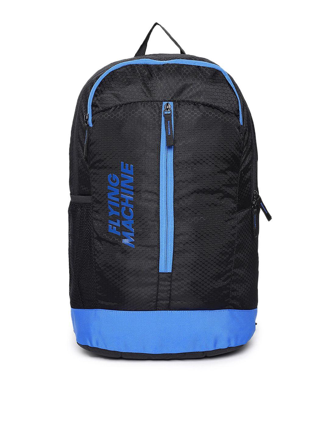 flying machine men black & blue brand logo backpack