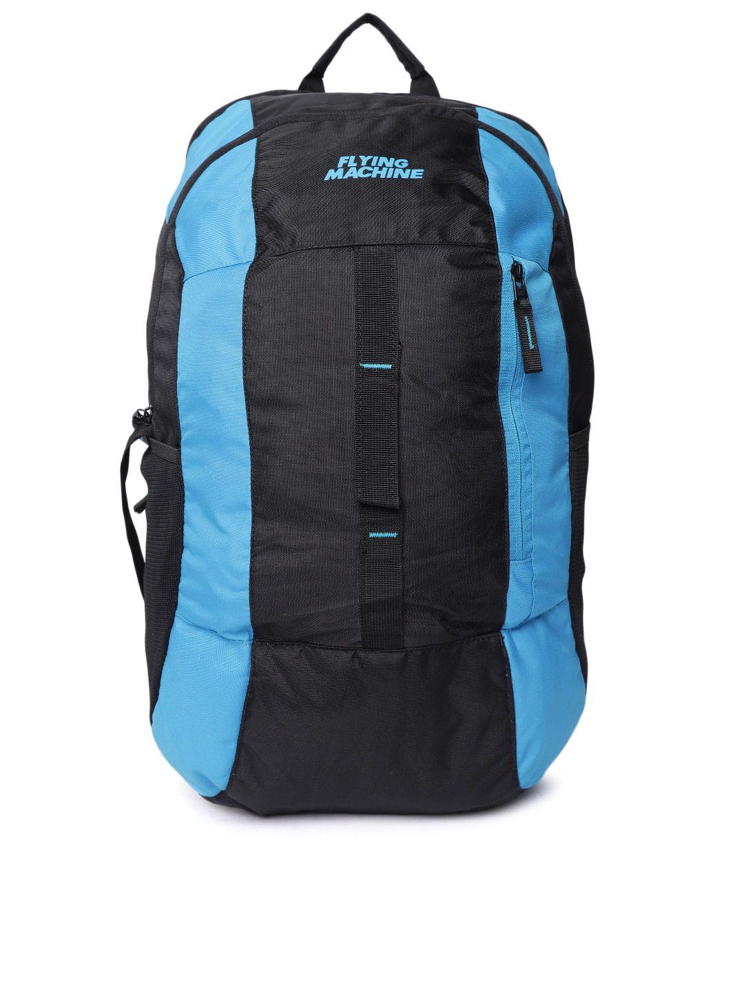 flying machine men black & blue colourblocked laptop backpack