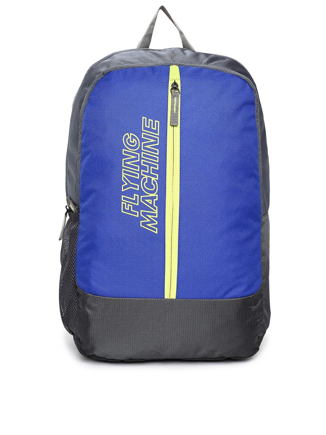 flying machine men blue brand logo backpack
