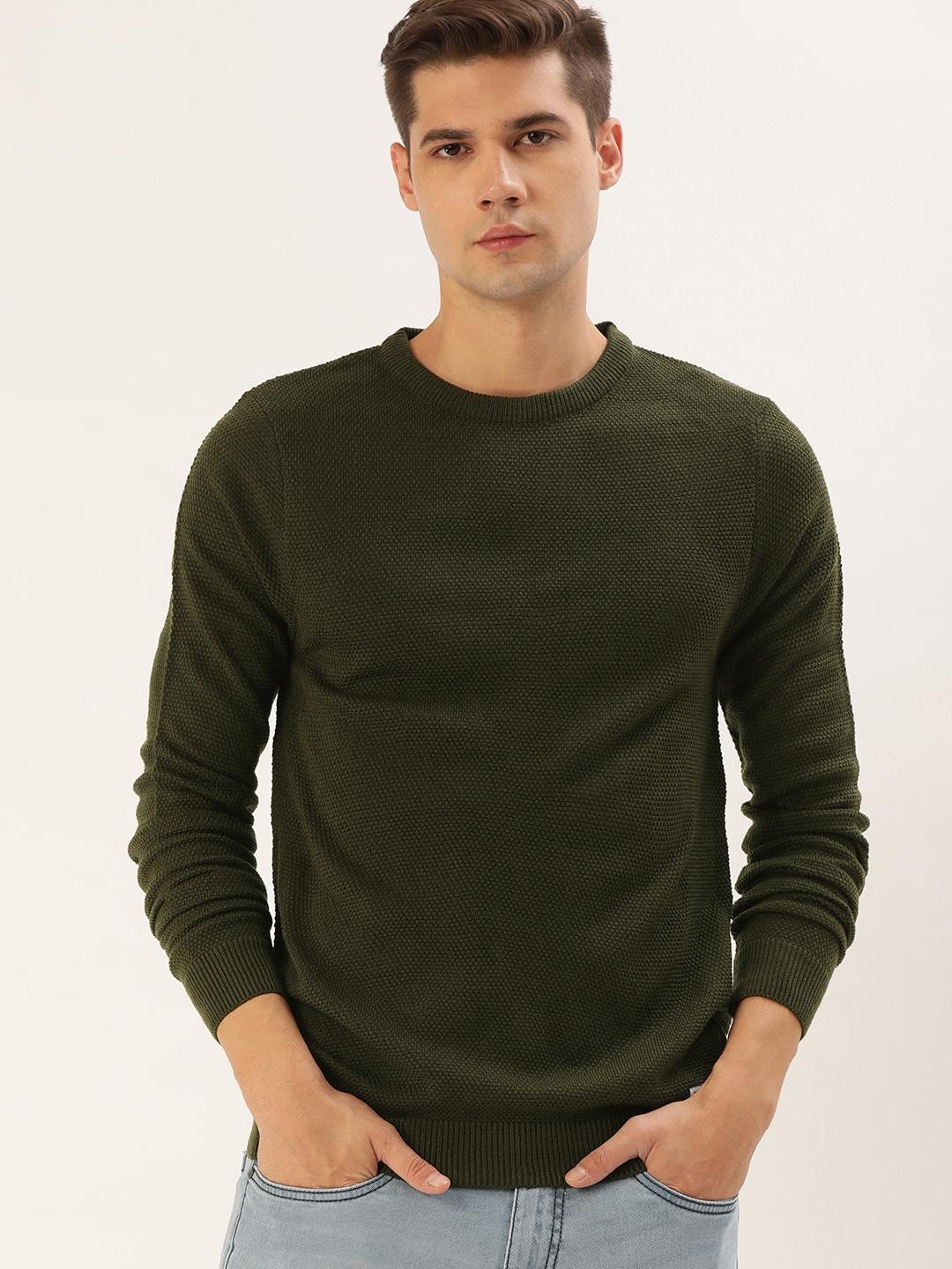 flying-machine-men-olive-green-boucle-pullover-sweater