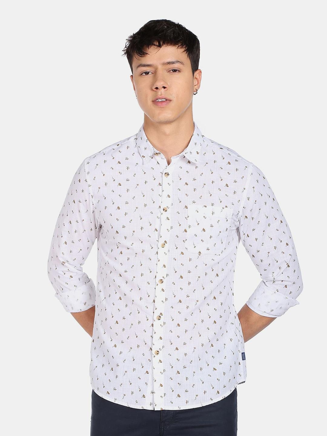 flying machine men slim fit printed casual pure cotton shirt