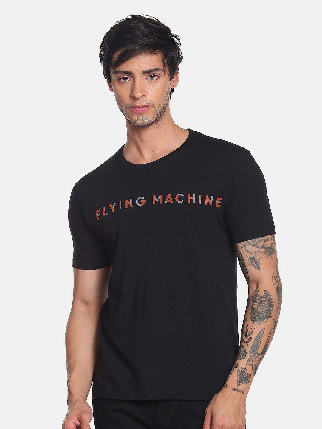 flying machine men typography printed slim fit pure cotton t-shirt