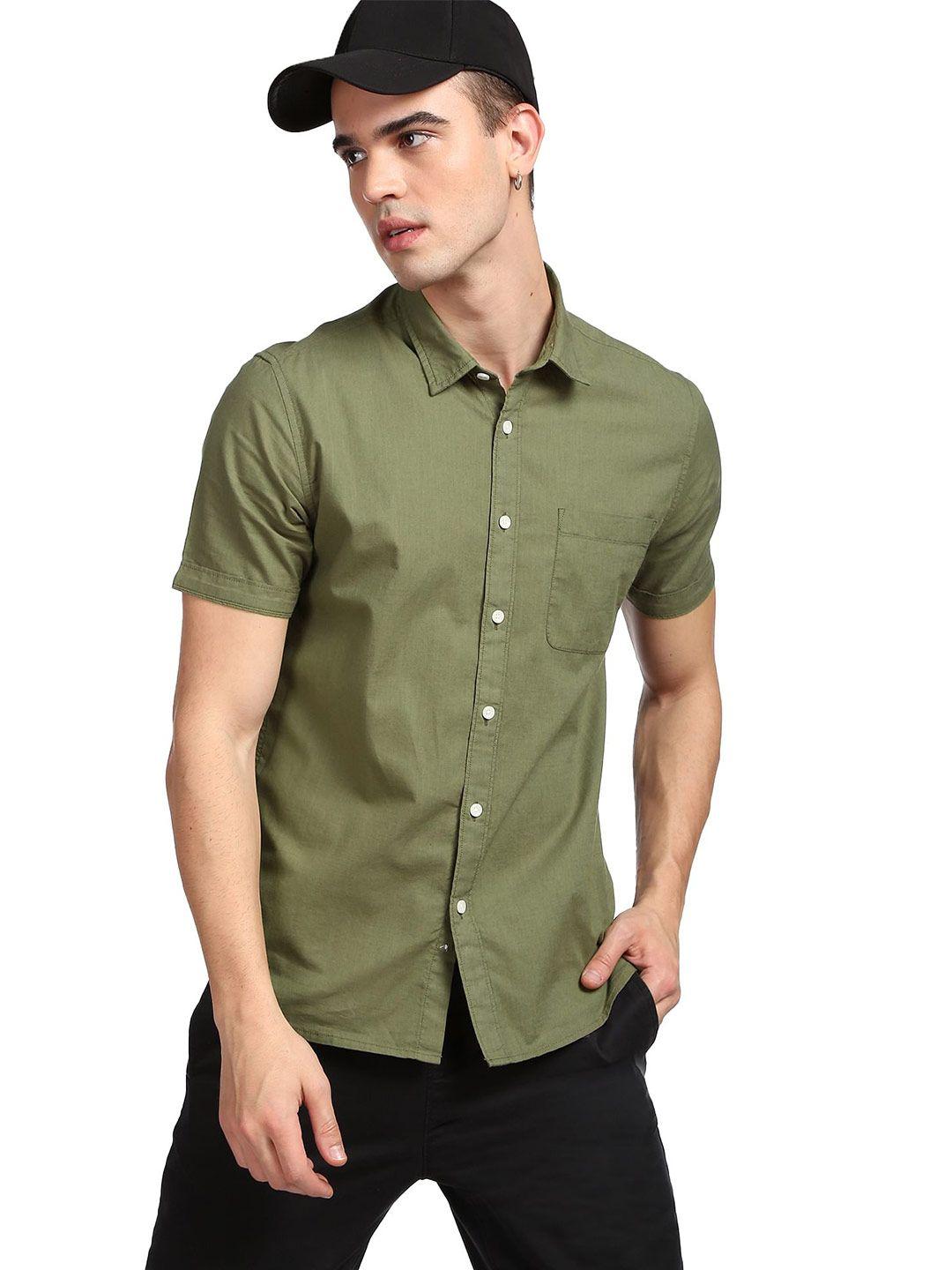 flying machine solid cotton casual shirt