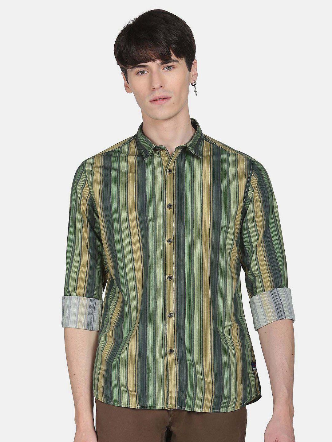 flying machine striped opaque pure cotton casual shirt