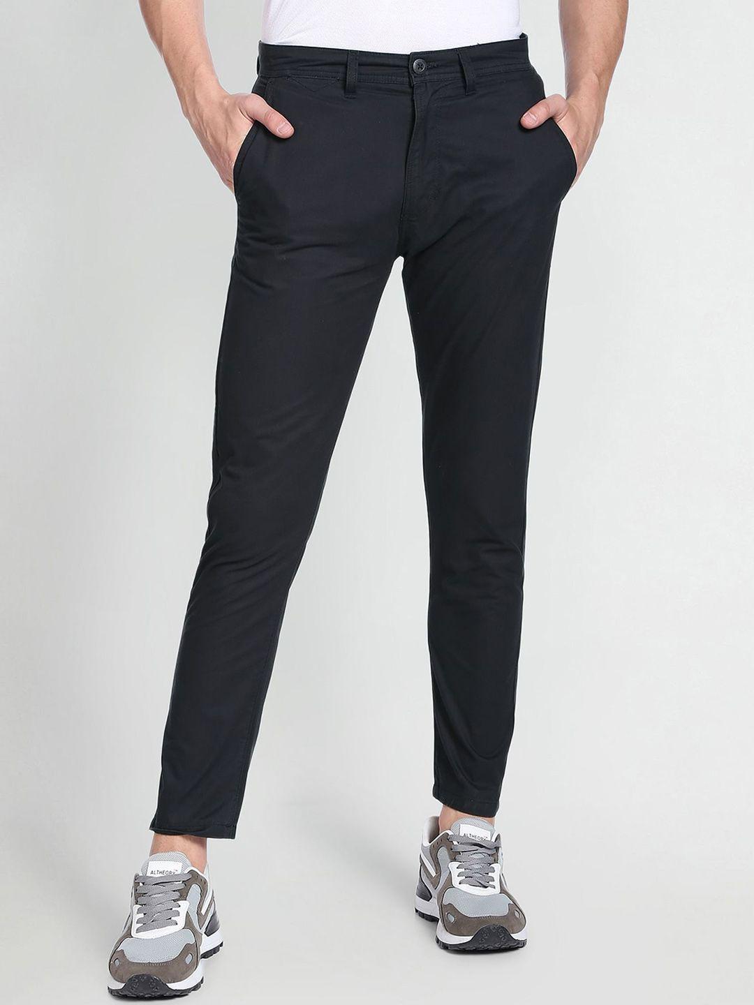 flying machine super slim fit solid casual trousers