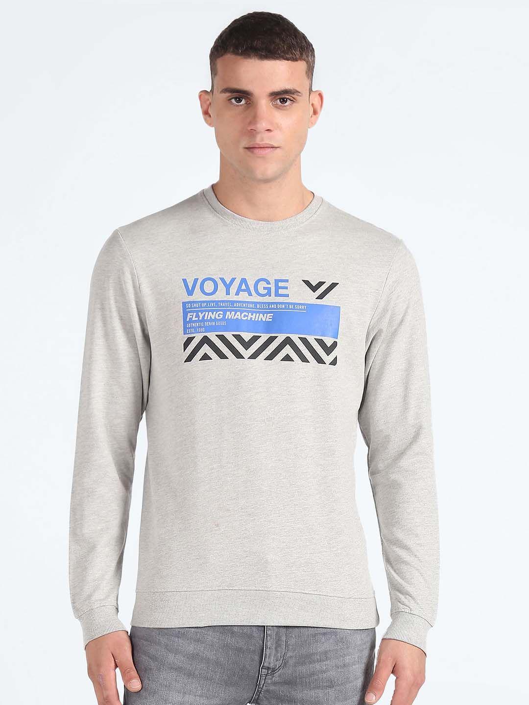 flying machine typography printed pullover sweatshirt