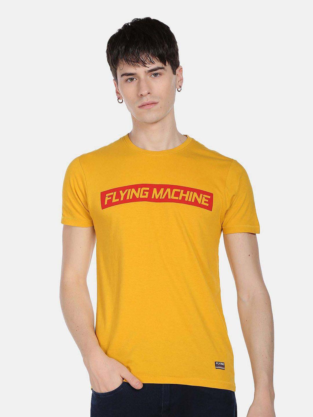 flying machine typography printed pure cotton t-shirt