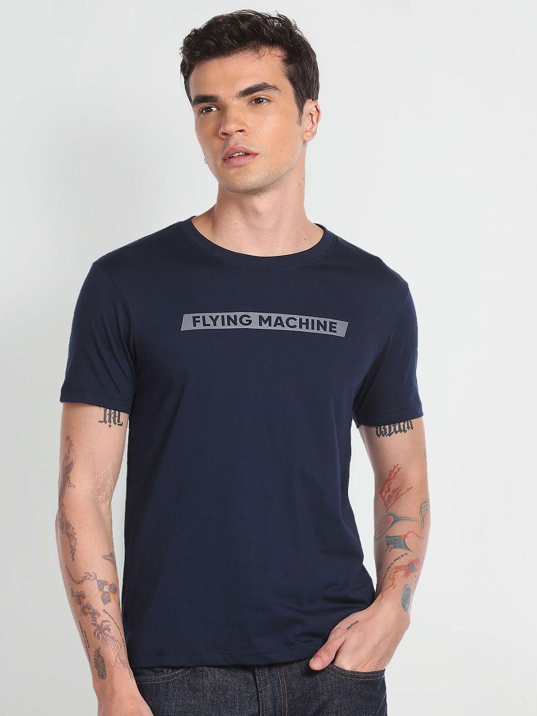 flying machine typography printed short sleeves slim fit t-shirt