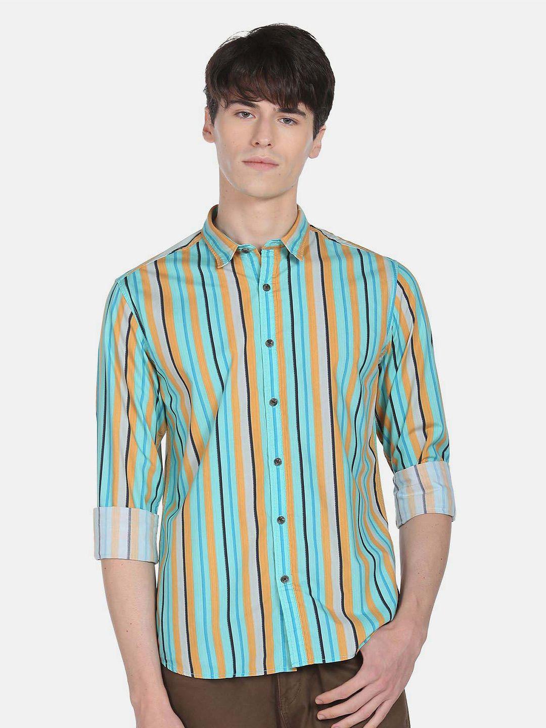 flying machine vertical striped opaque casual pure cotton shirt