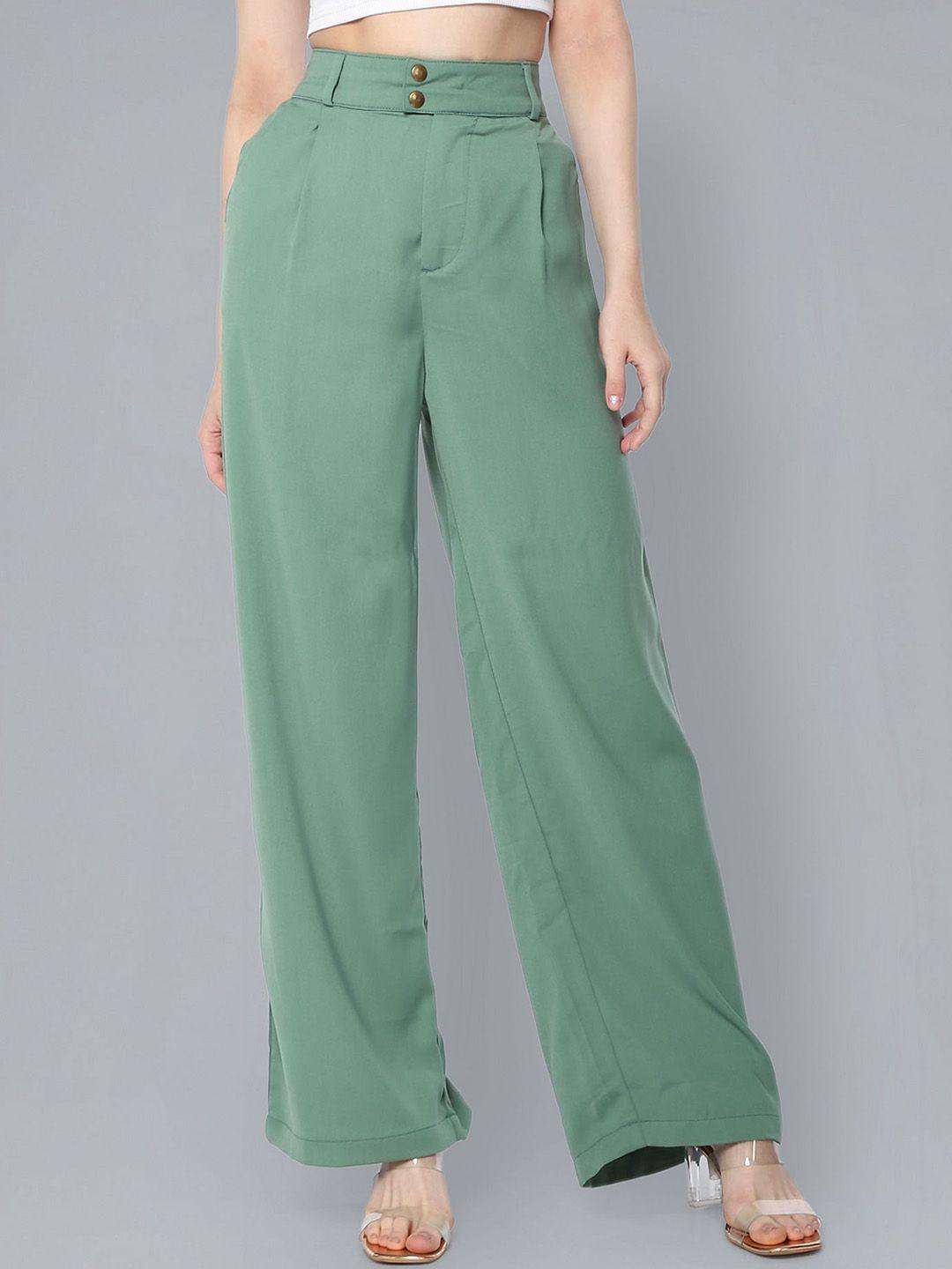 flying machine women pleated high-rise parallel trousers
