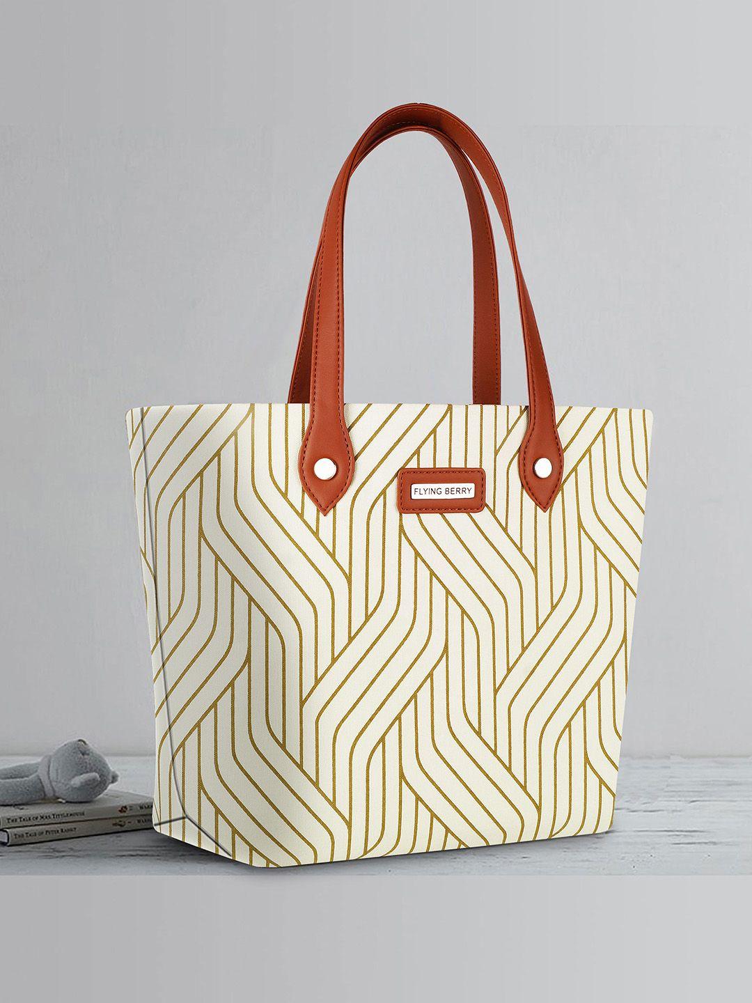 flying berry beige printed tote bag