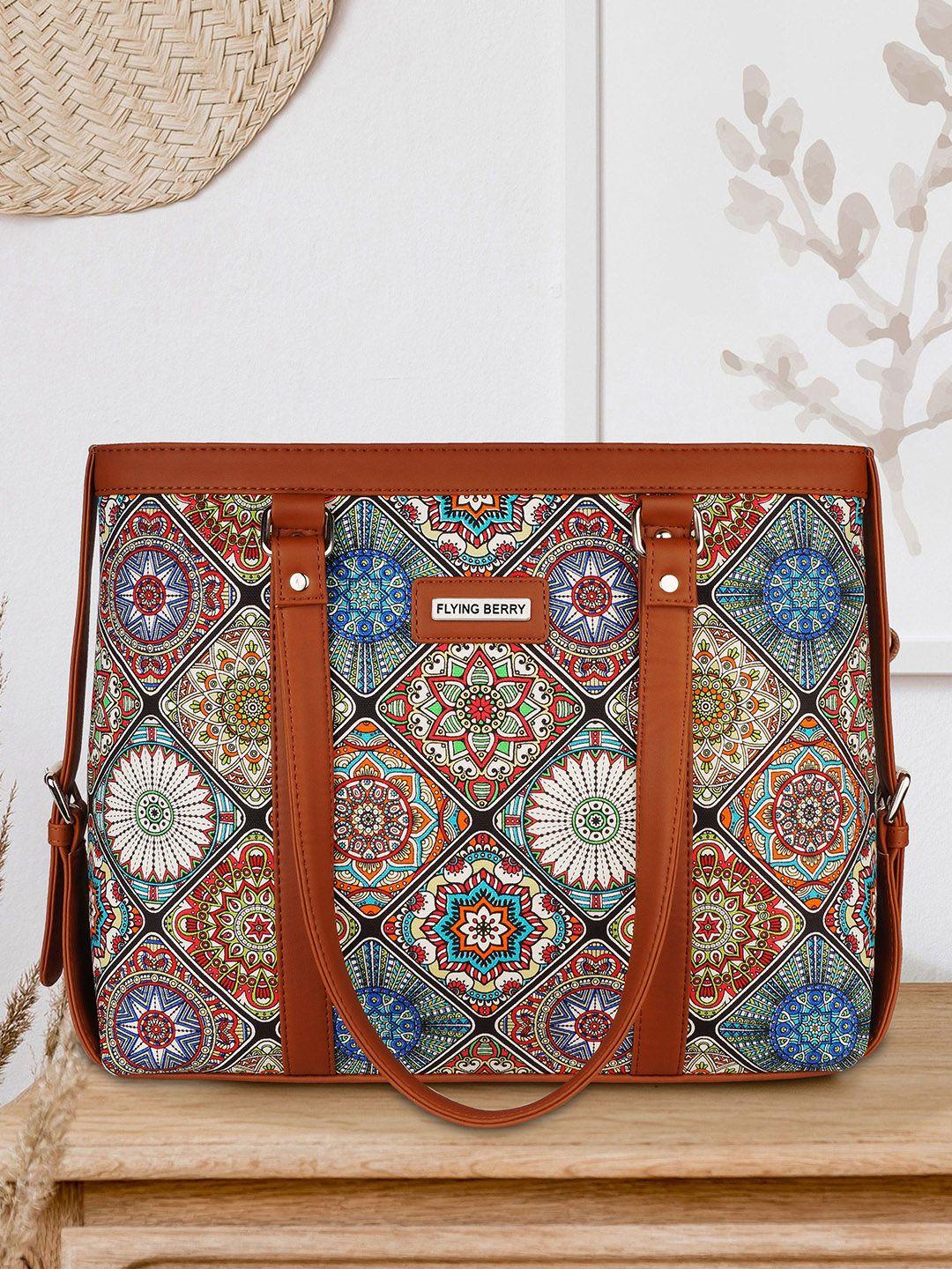 flying berry ethnic motifs printed oversized structured shoulder bag