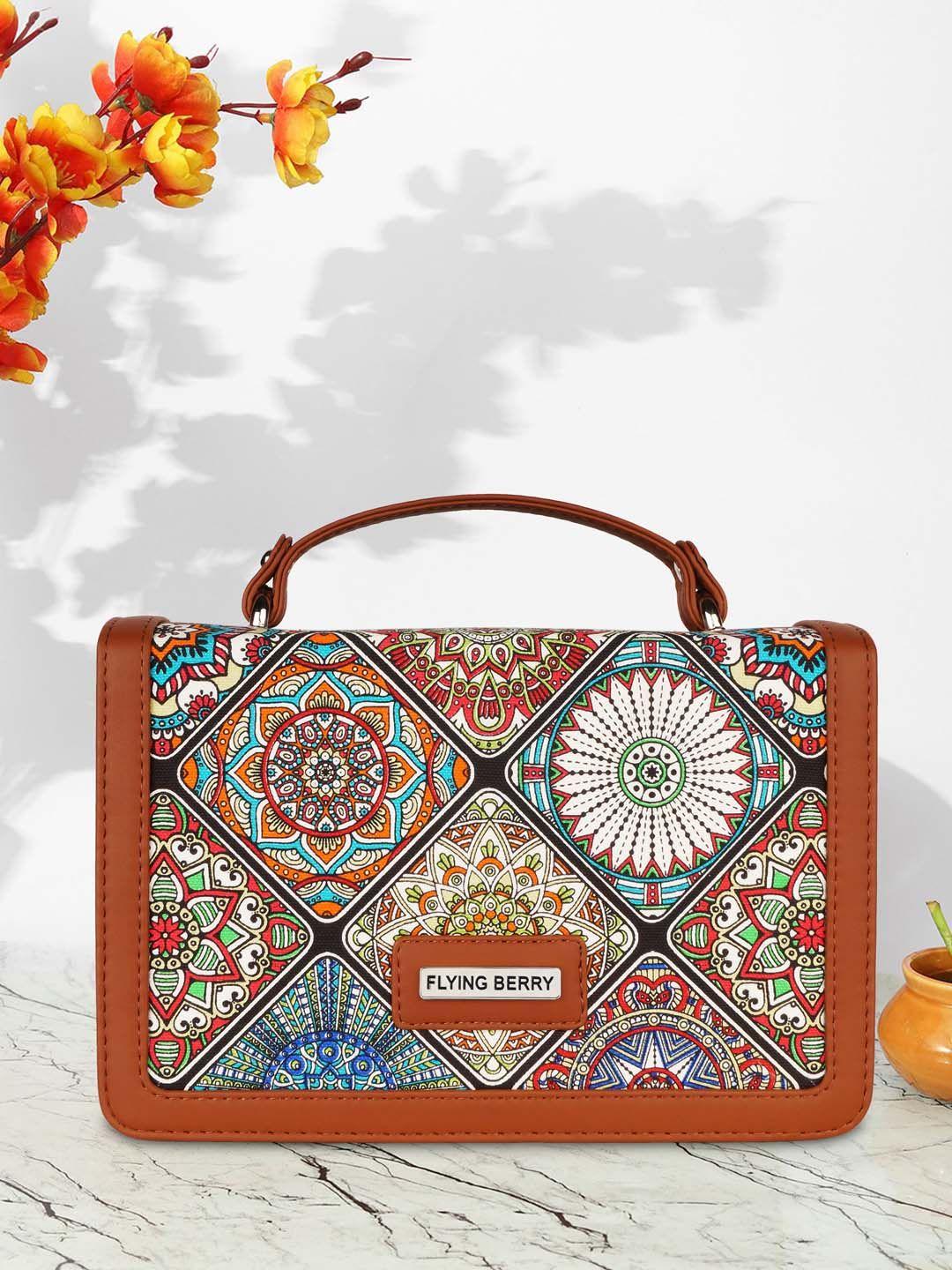 flying berry ethnic motifs printed structured satchel bag