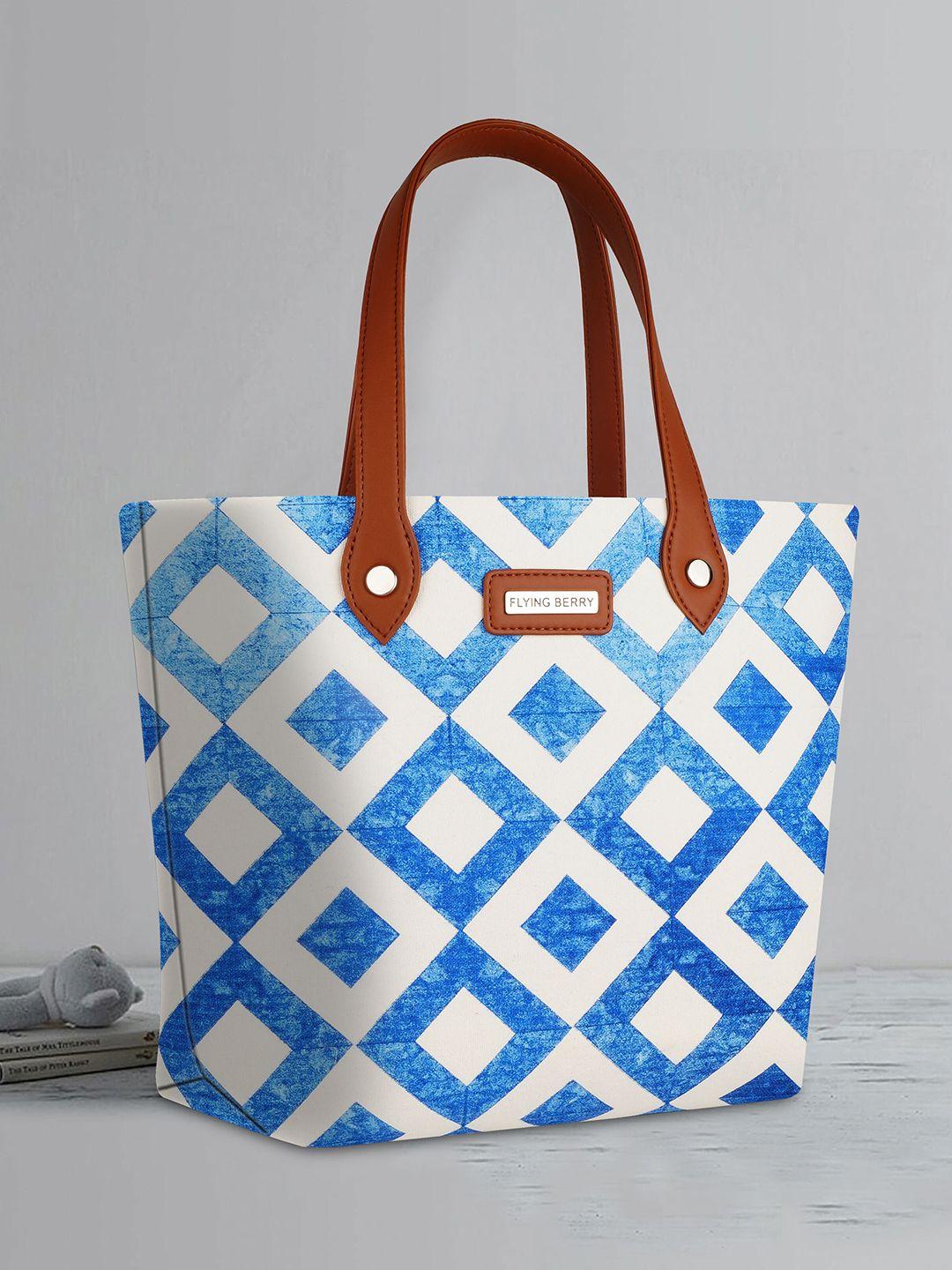 flying berry geometric printed oversized shopper tote bag up to 12 inch
