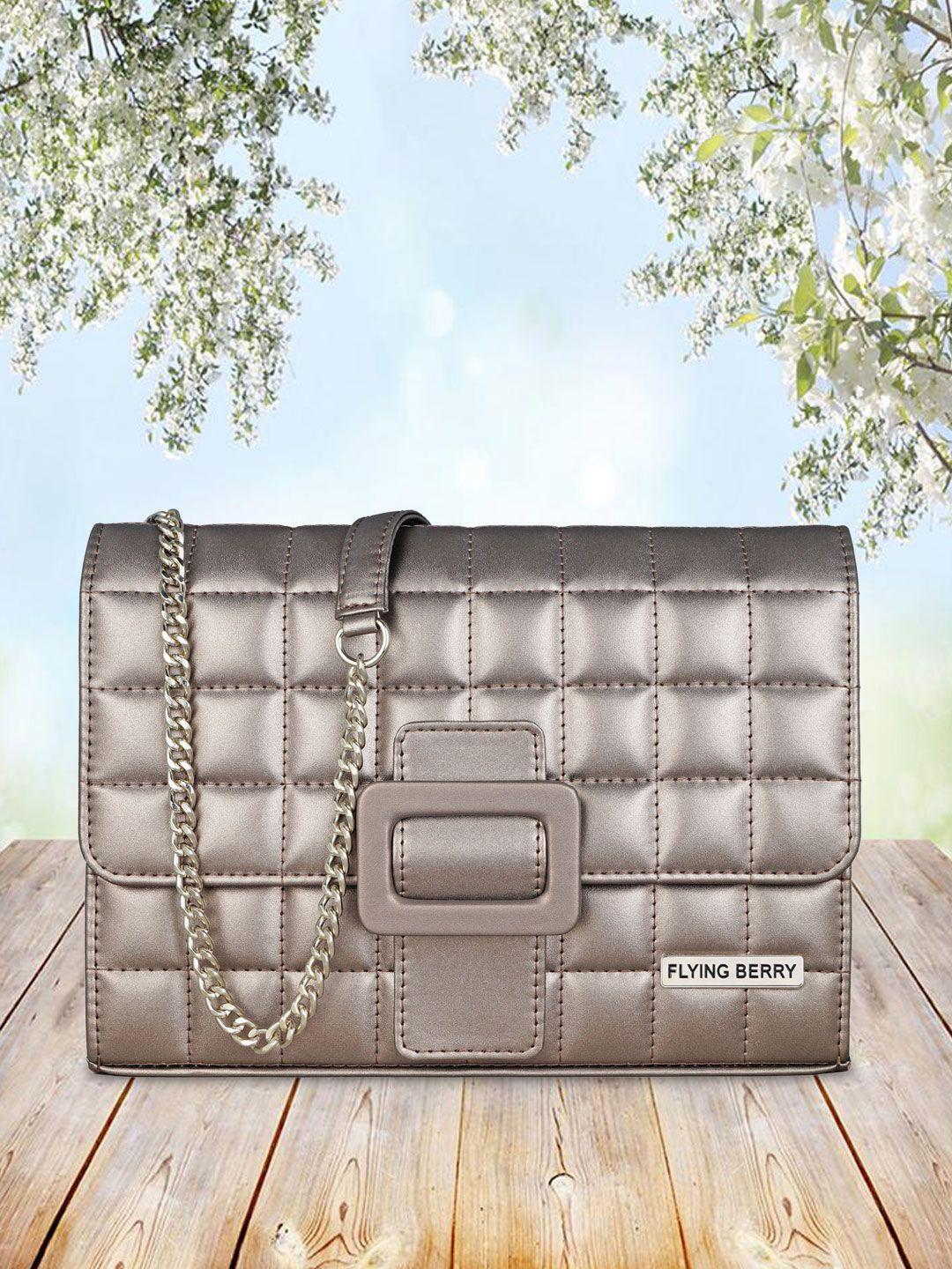 flying berry gunmetal-toned structured sling bag with quilted