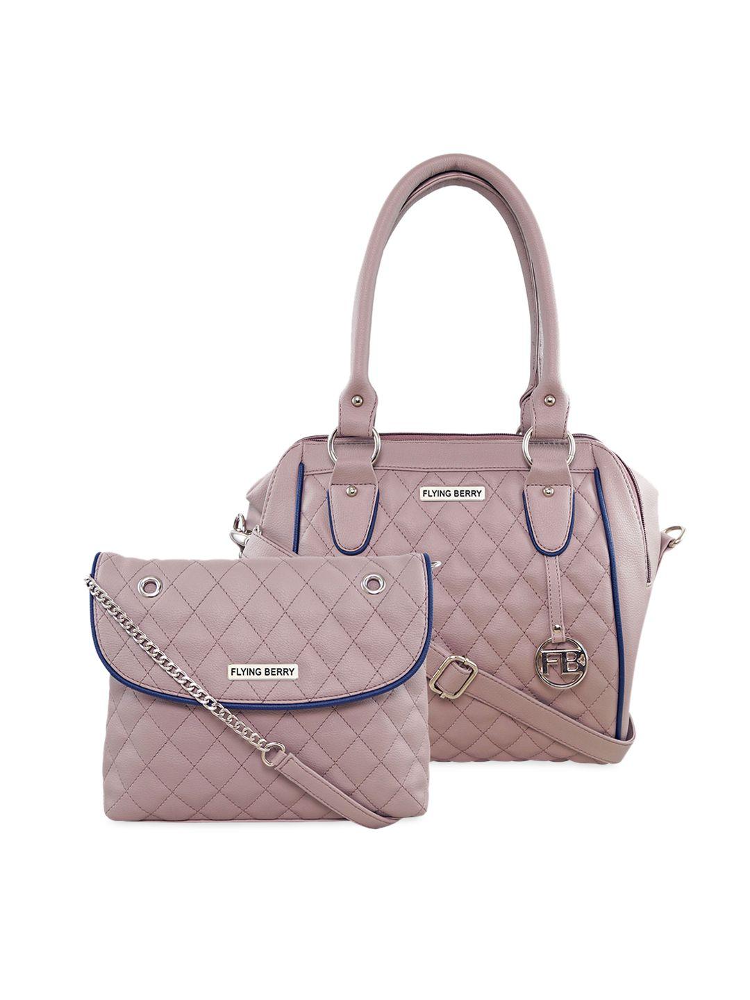 flying berry mauve solid handheld bag with sling bag