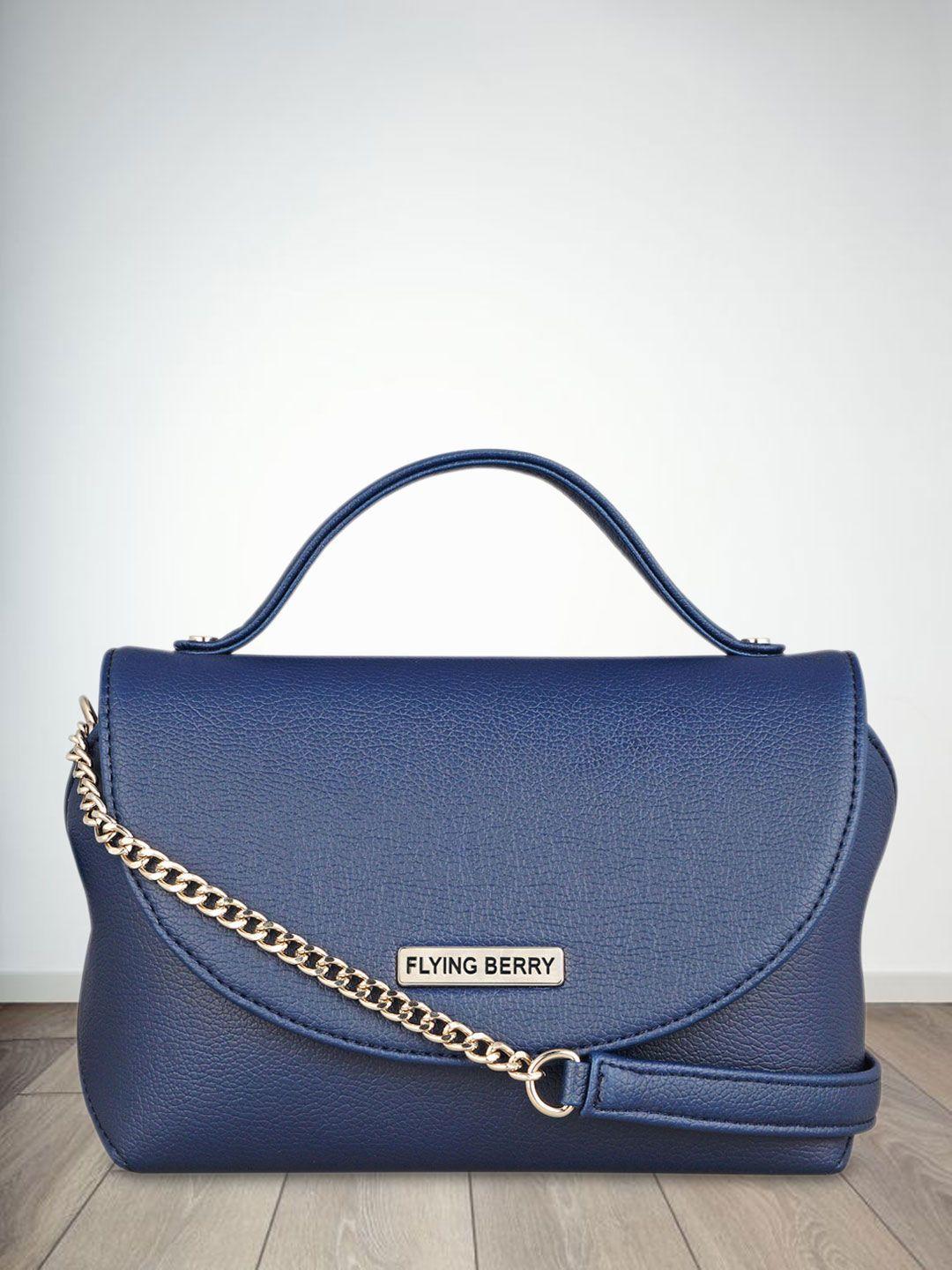 flying berry navy blue solid satchel