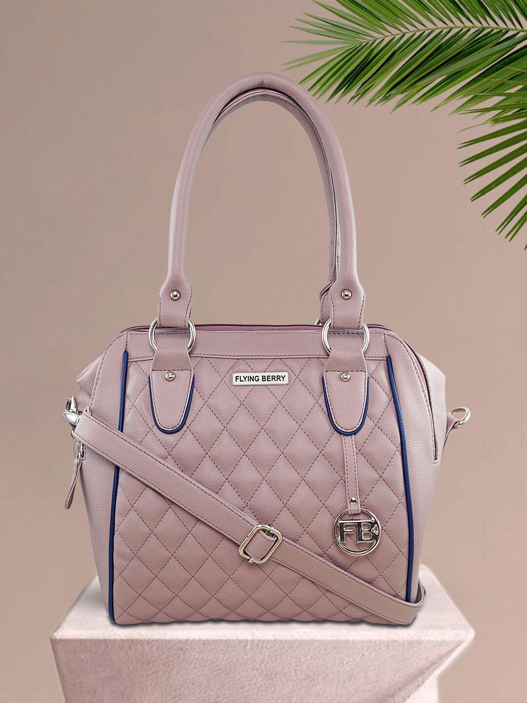 flying berry textured structured pu satchel with quilted