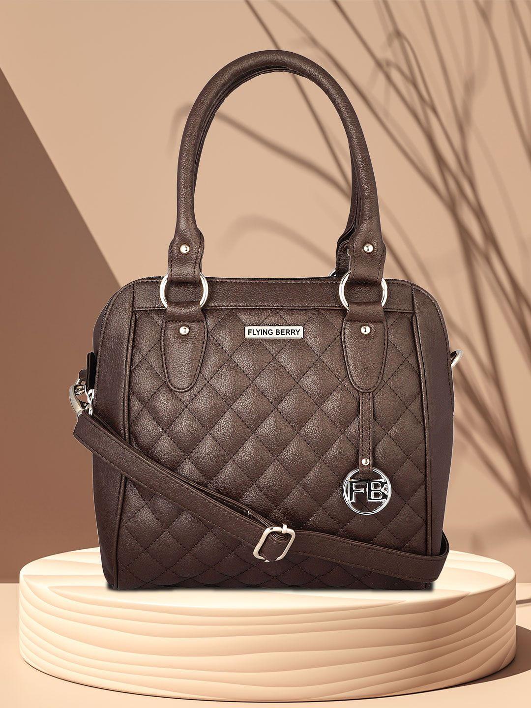 flying berry textured structured pu satchel with quilted