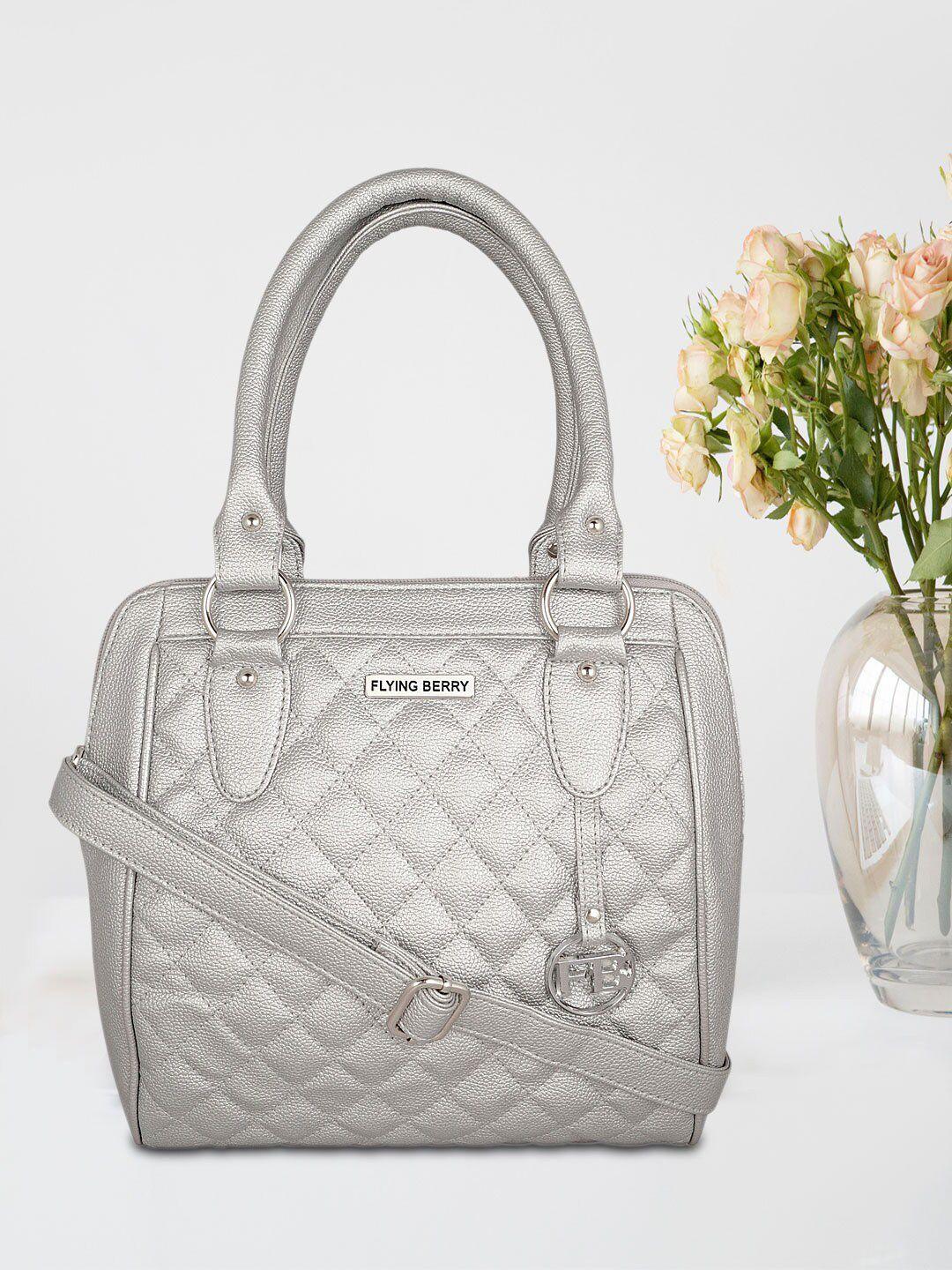 flying berry textured structured pu satchel with quilted
