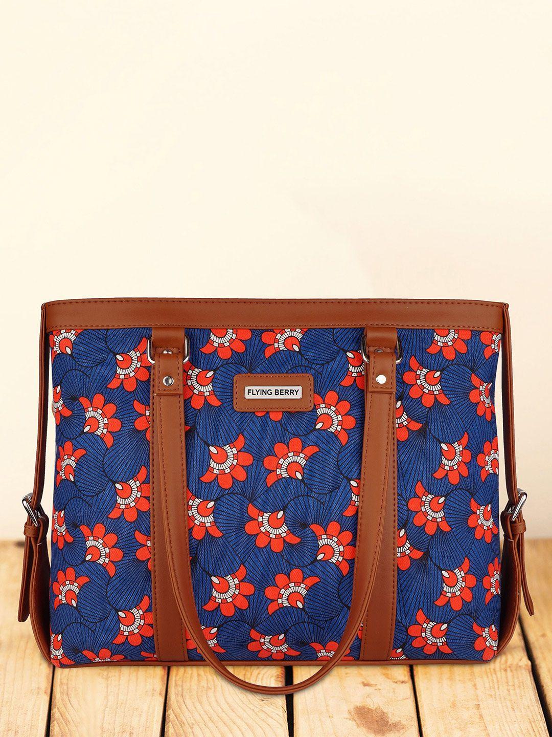 flying berry women blue & red printed laptop bag