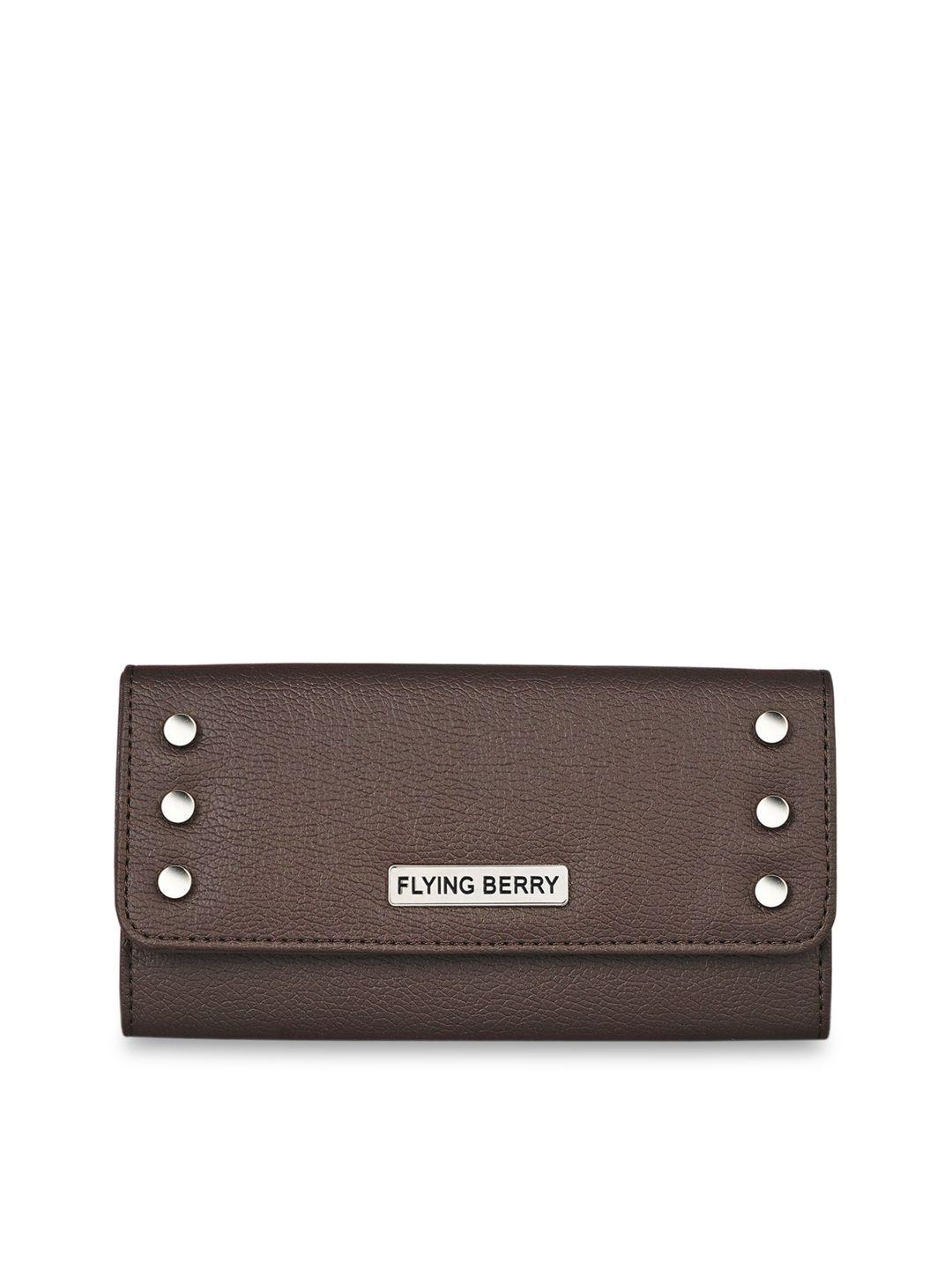 flying berry women brown solid purse clutch