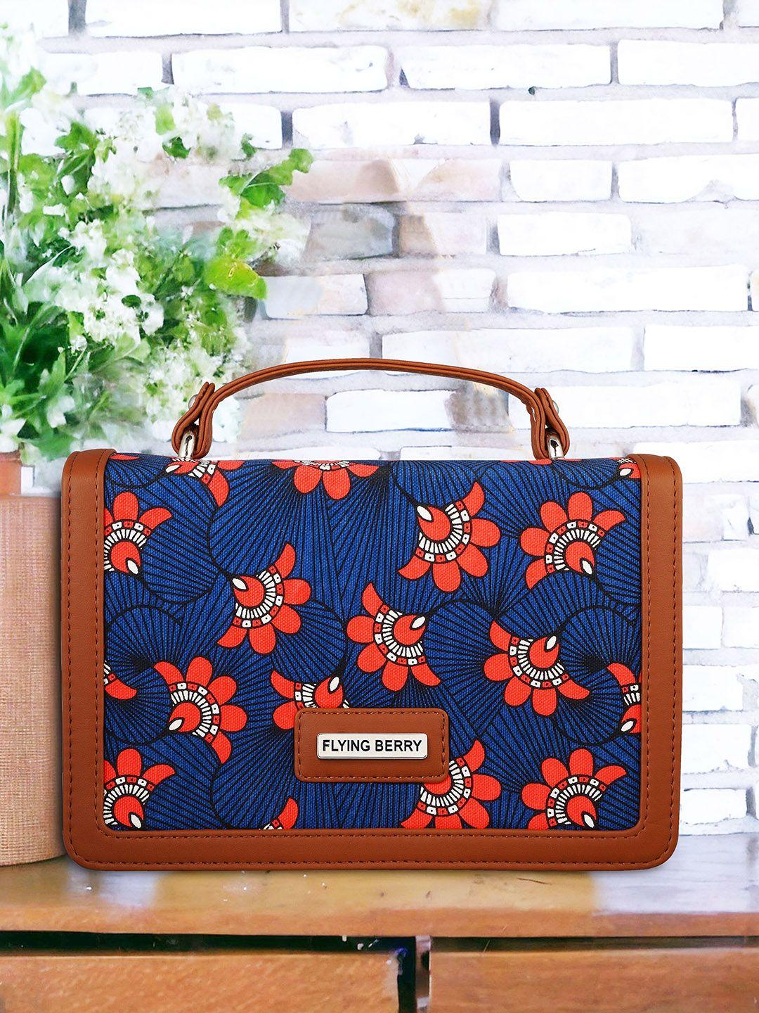 flying berry women floral printed structured handheld bag