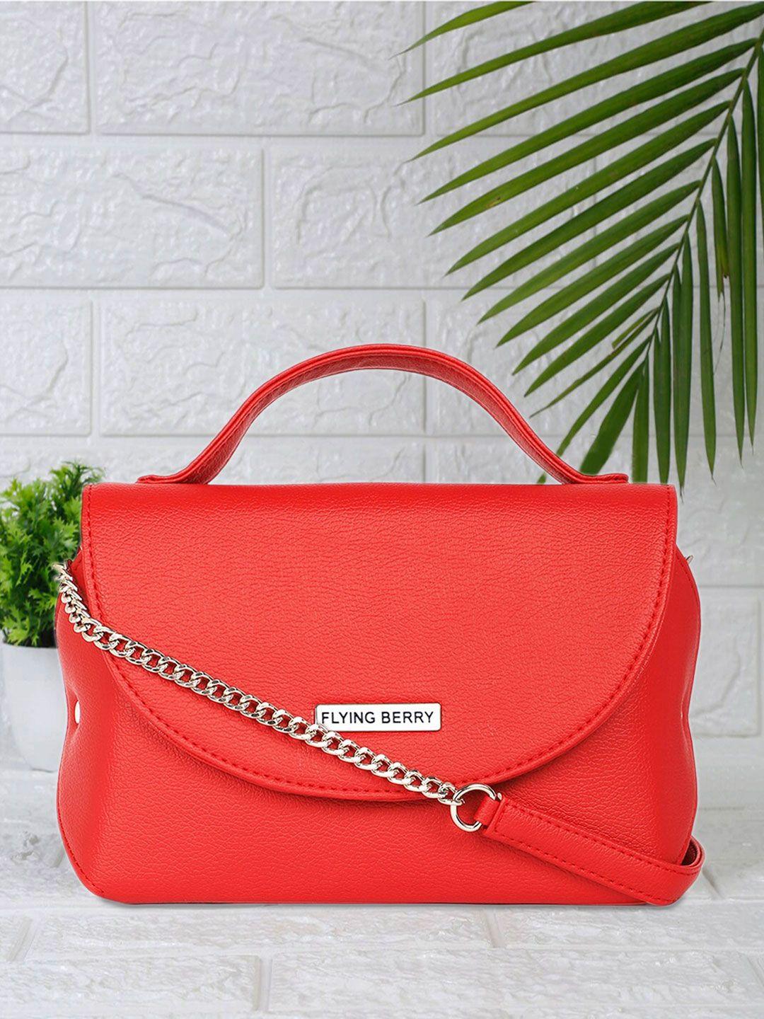 flying berry women red solid satchel bag