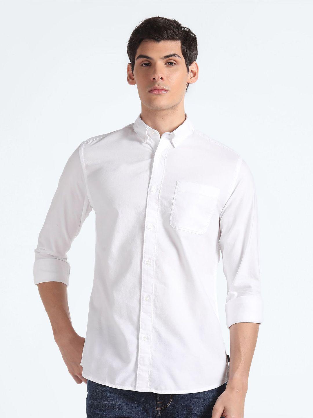 flying machine button-down collar cotton oxford casual shirt