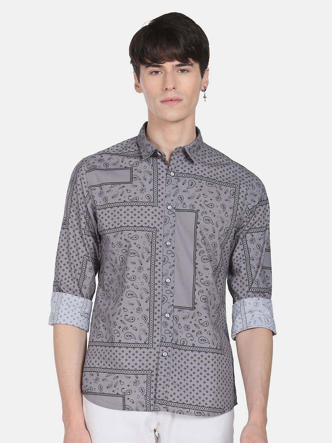 flying machine ethnic motif printed cotton casual shirt