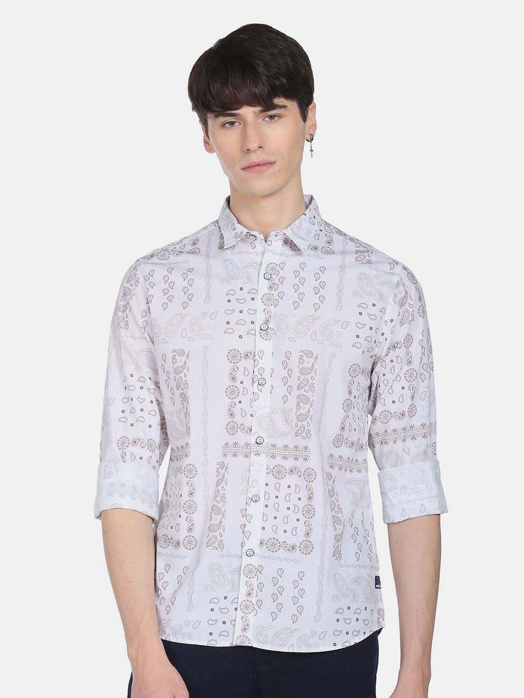 flying machine ethnic motif printed cotton casual shirt