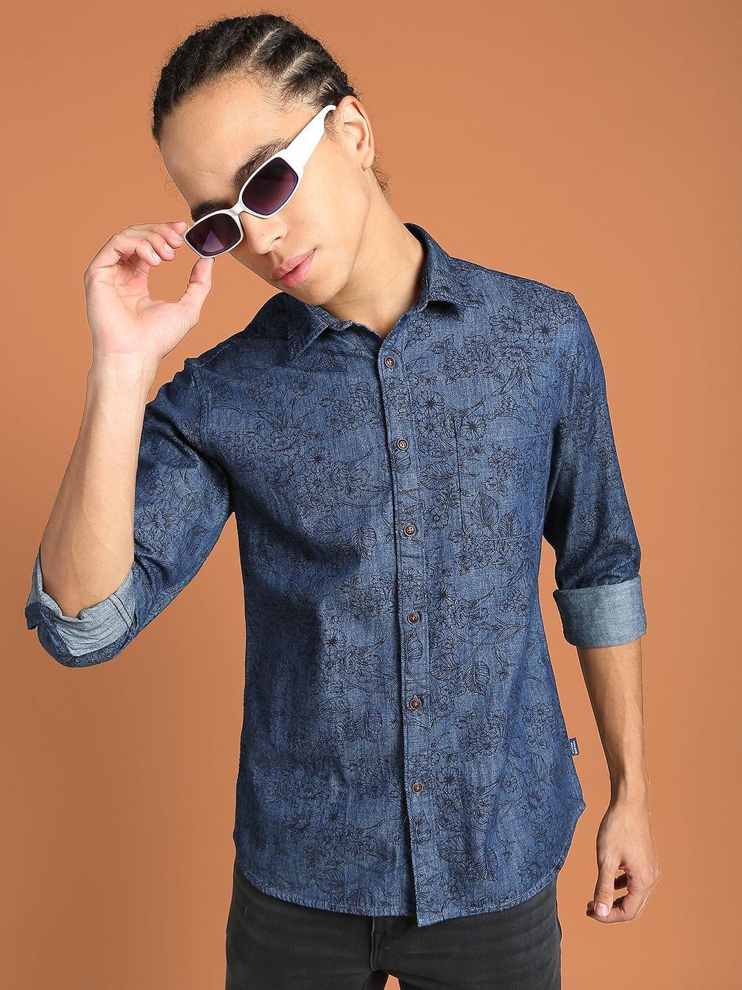 flying machine floral print cotton casual shirt