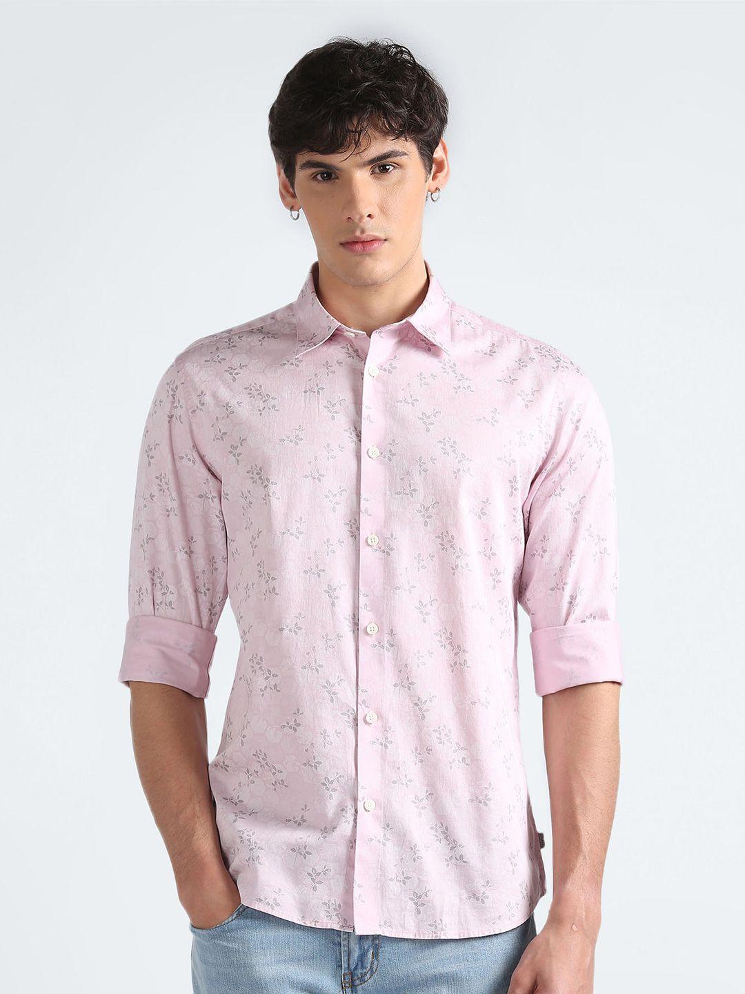 flying machine floral printed opaque regular fit cotton casual shirt