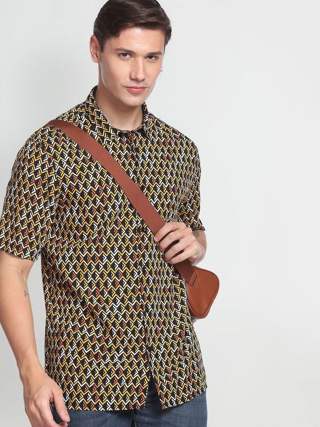 flying machine geometric print viscose casual shirt