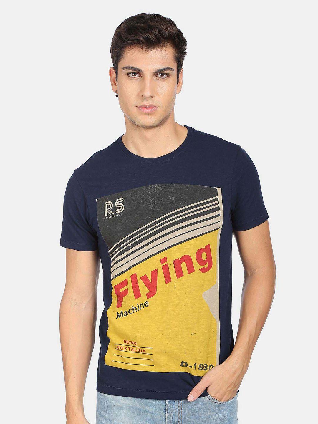 flying machine graphic printed cotton t-shirt