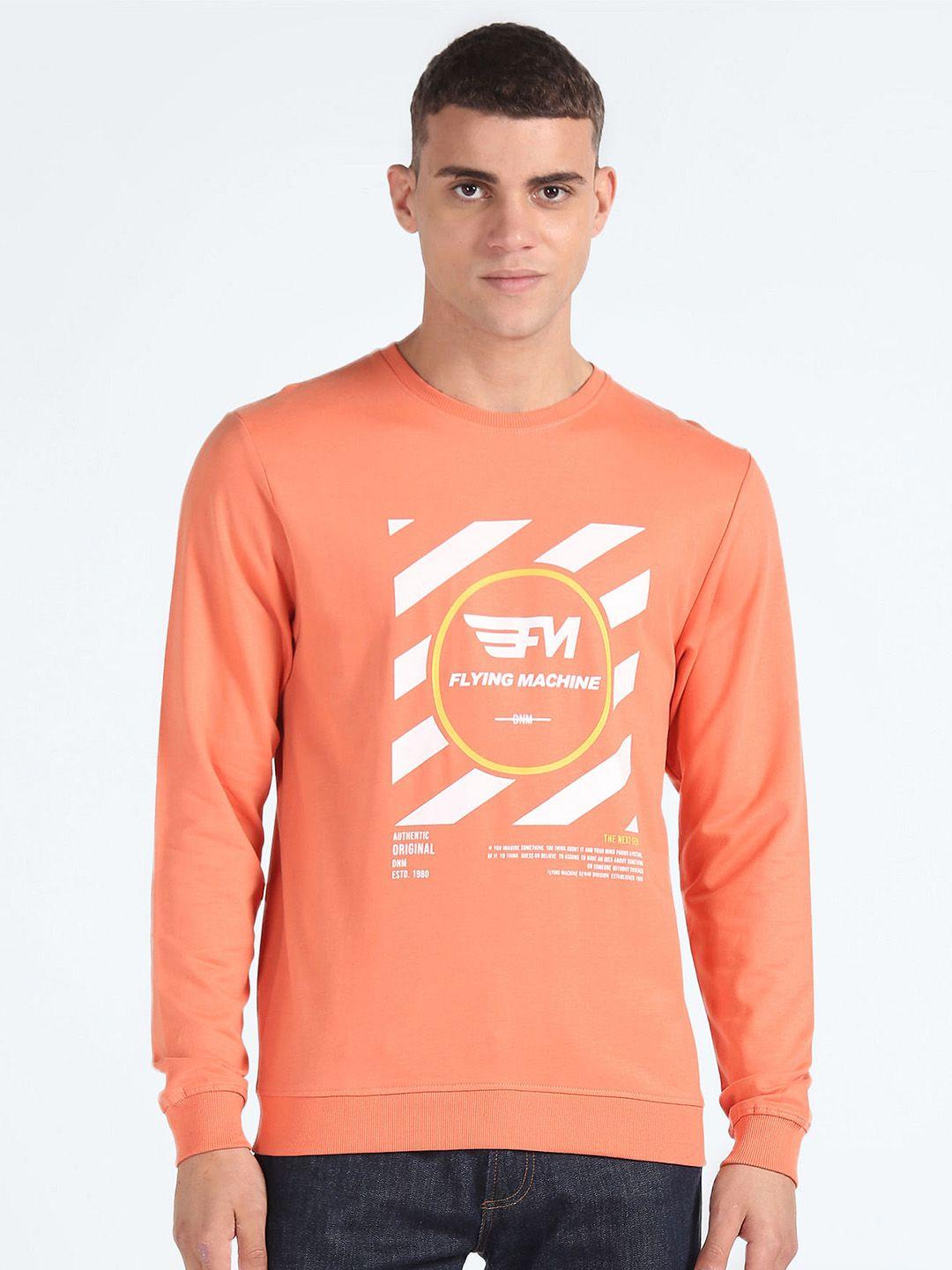 flying machine graphic printed pure cotton pullover sweatshirt