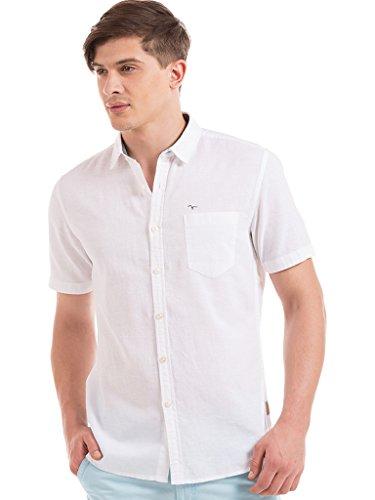 flying machine men's solid slim fit shirts (fmsh6892_white l)