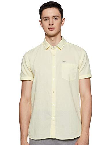 flying machine men's solid slim fit shirts (fmsh6894_yellow 2xl)