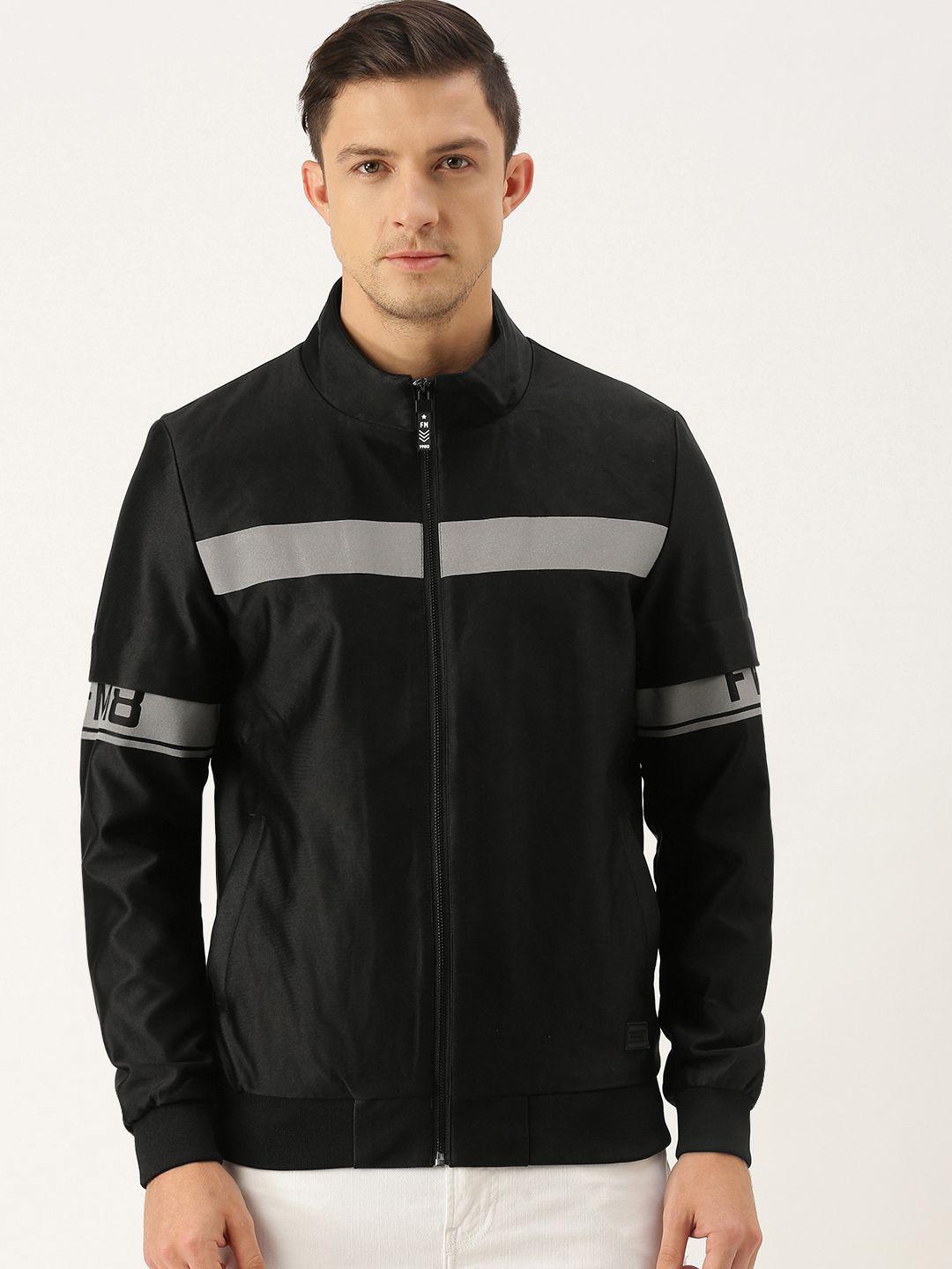 flying machine men black & grey striped bomber jacket