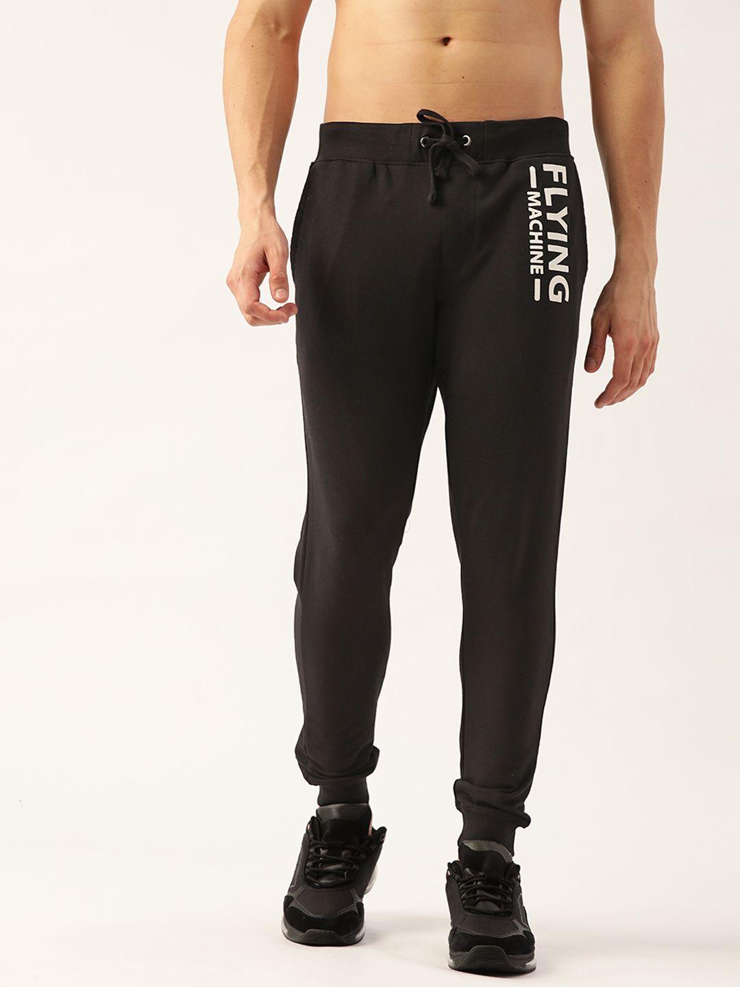 flying machine men black pure cotton joggers