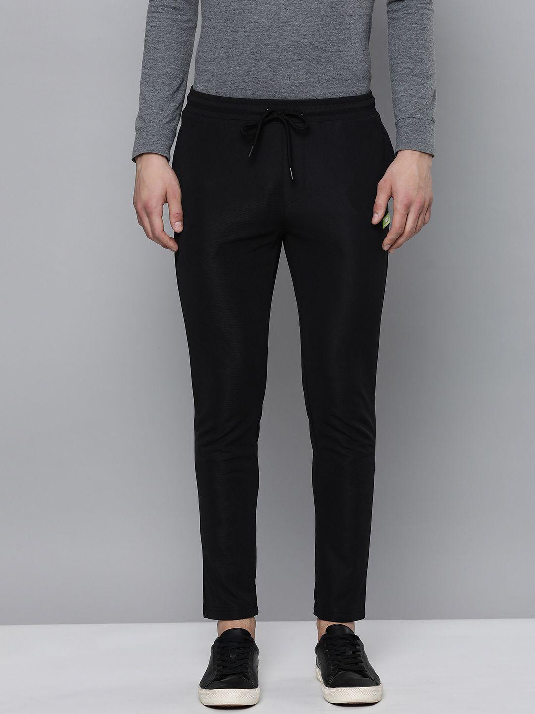 flying machine men black solid regular fit track pants