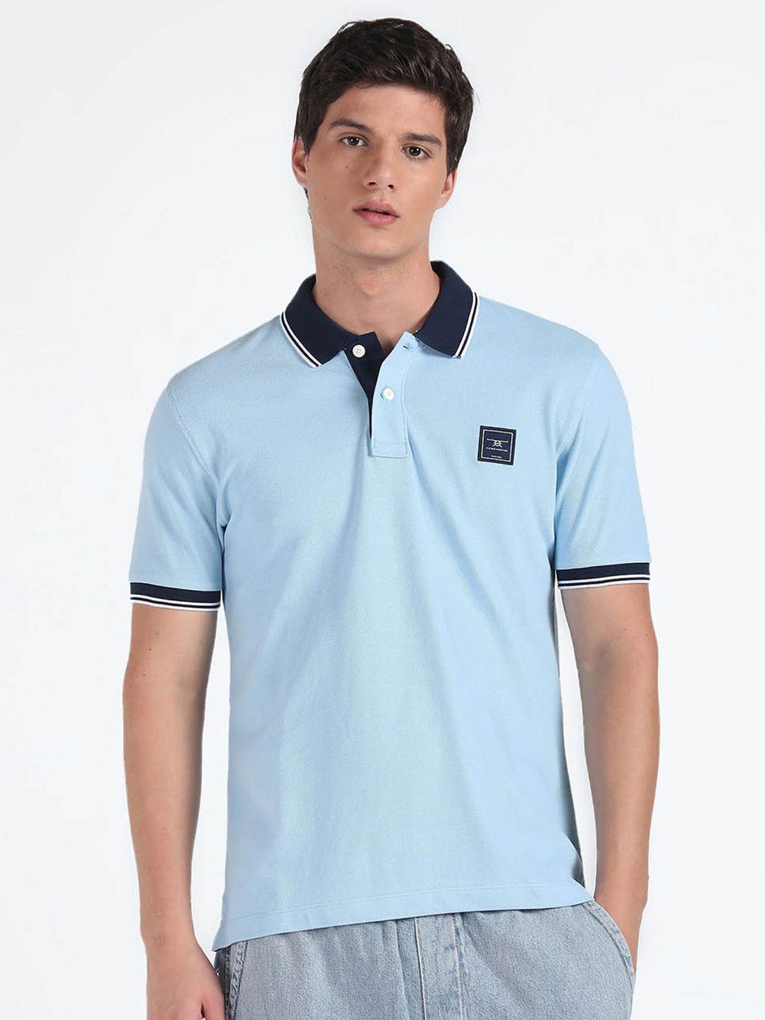 flying machine men blue polo collar pockets t-shirt