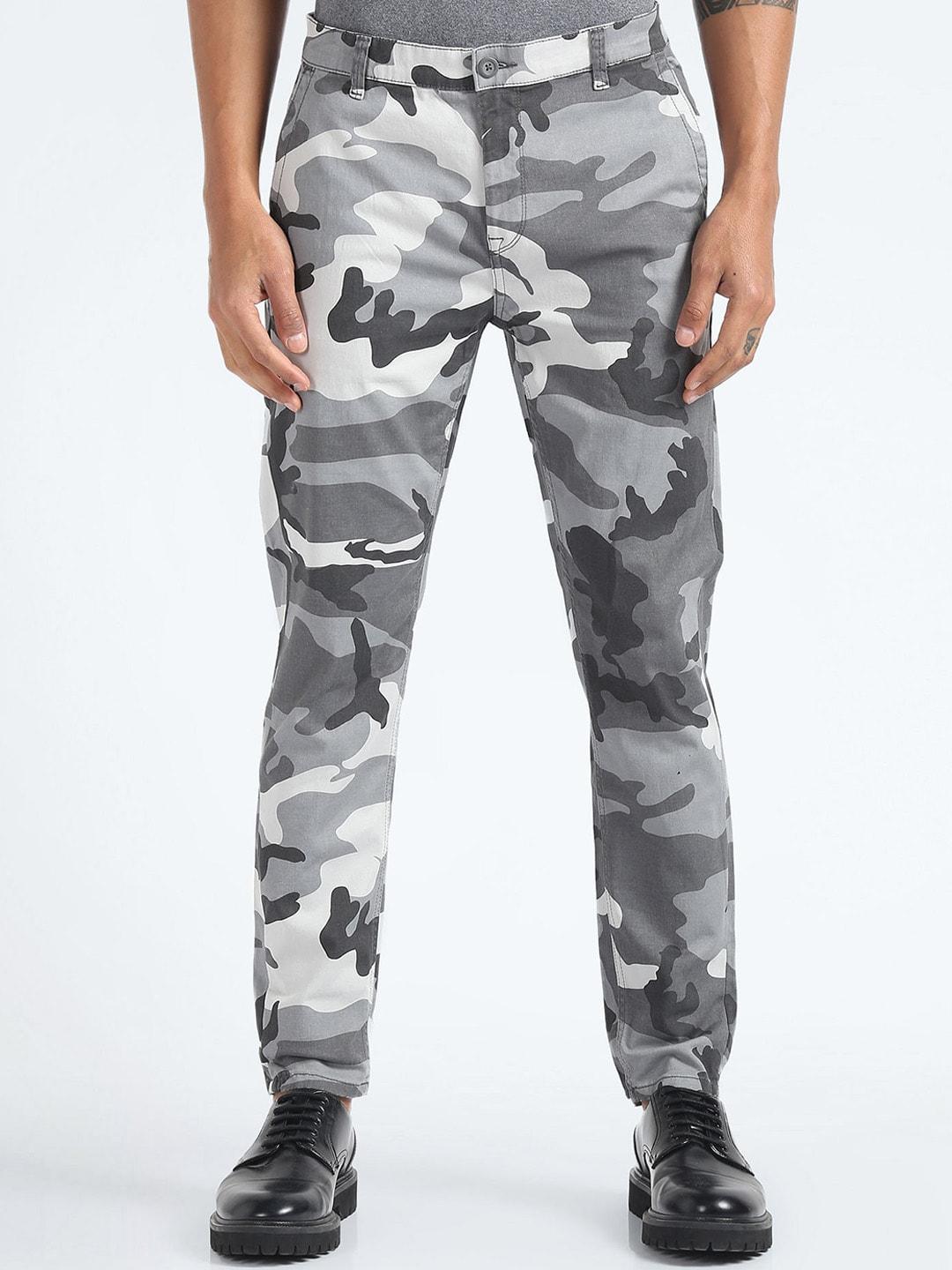 flying machine men camouflage printed tapered fit cargo trouser