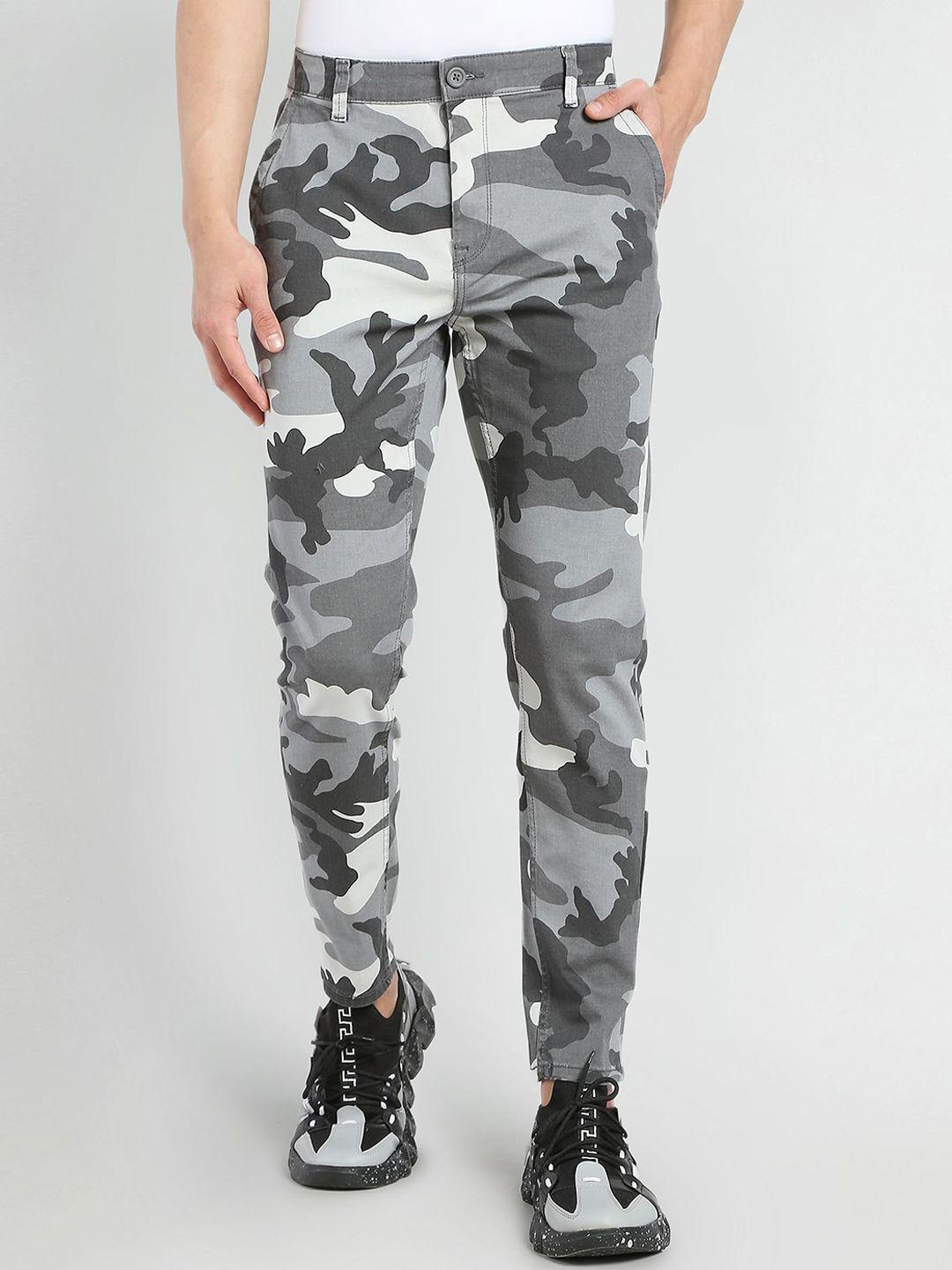 flying machine men camouflage printed tapered fit trousers