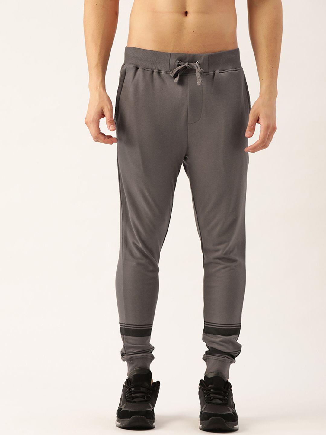 flying machine men charcoal grey pure cotton joggers