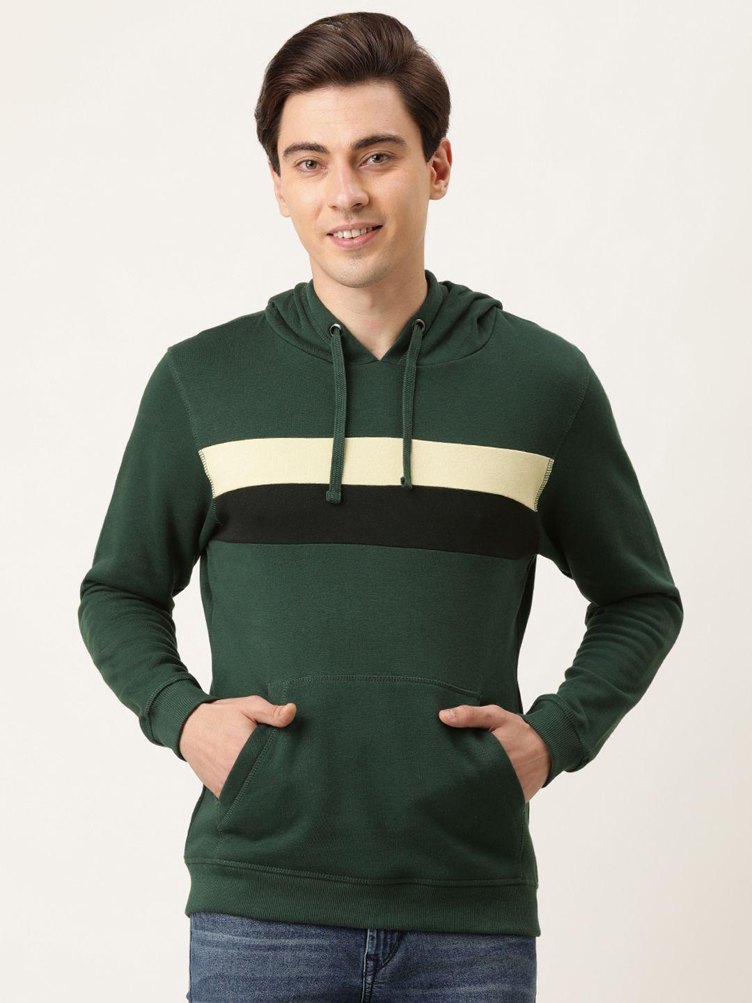 flying machine men green striped hooded sweatshirt