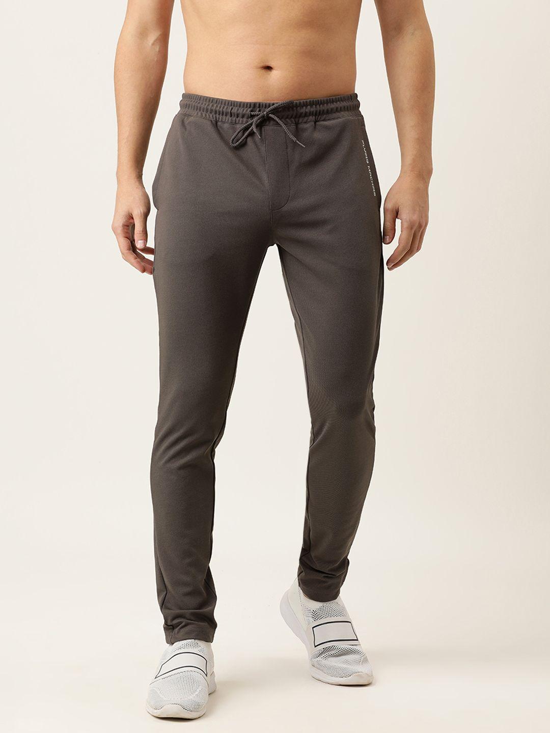 flying machine men grey solid straight fit solid track pants