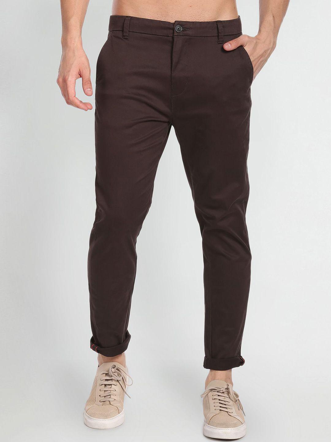 flying machine men mid-rise tapered fit casual chinos trousers