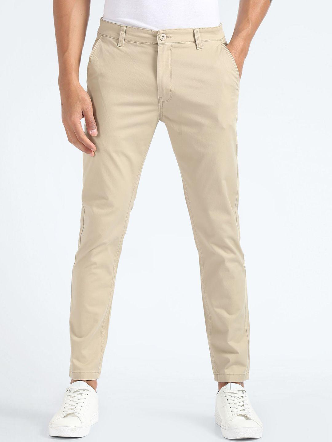 flying machine men mid-rise tapered fit regular trousers