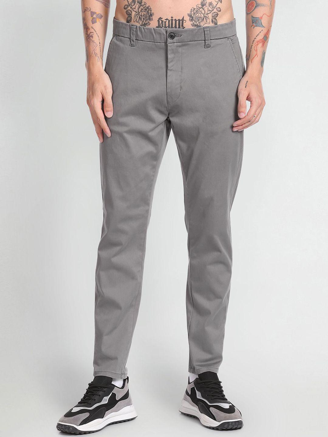 flying machine men mid-rise tapered fit trousers